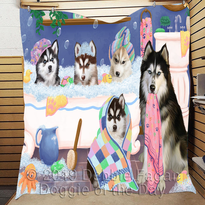 Rub A Dub Dogs In A Tub Siberian Husky Dogs Quilt