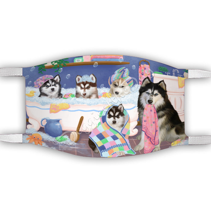 Rub A Dub Dogs In A Tub  Siberian Husky Dogs Face Mask FM49544