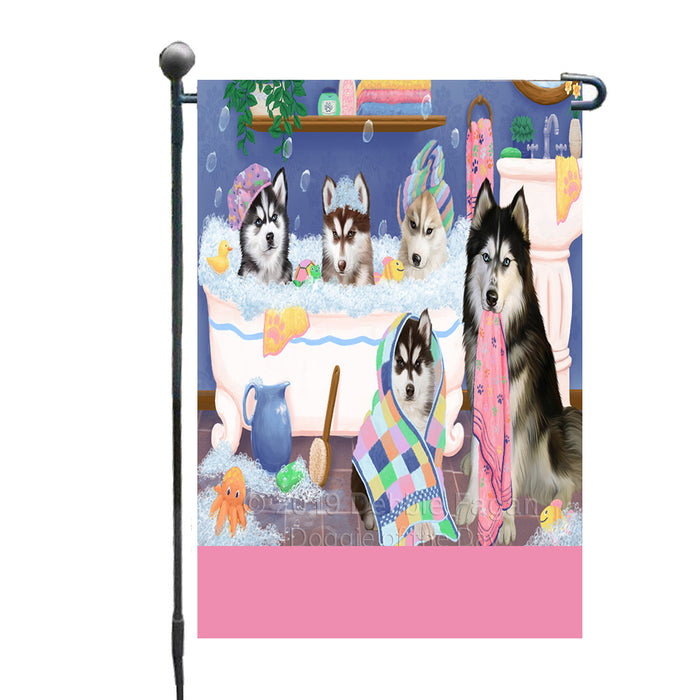 Personalized Rub A Dub Dogs In A Tub Siberian Husky Dogs Custom Garden Flag GFLG64913