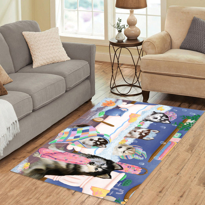 Rub A Dub Dogs In A Tub Siberian Husky Dogs Area Rug