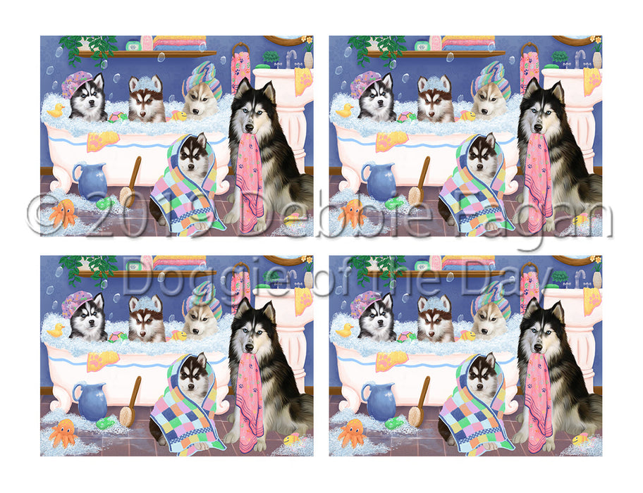 Rub A Dub Dogs In A Tub Siberian Husky Dogs Placemat