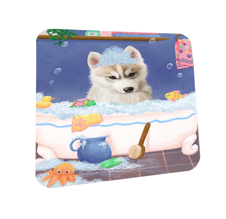 Rub A Dub Dog In A Tub Siberian Husky Dog Coasters Set of 4 CST57414