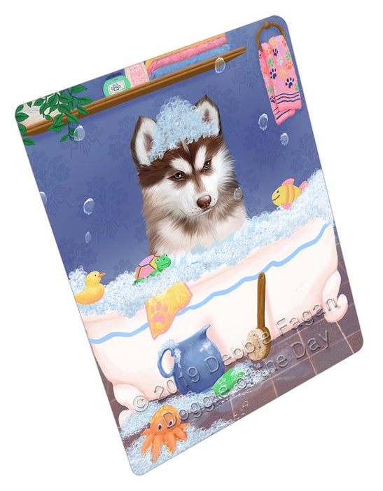 Rub A Dub Dog In A Tub Siberian Husky Dog Cutting Board - For Kitchen - Scratch & Stain Resistant - Designed To Stay In Place - Easy To Clean By Hand - Perfect for Chopping Meats, Vegetables, CA81880