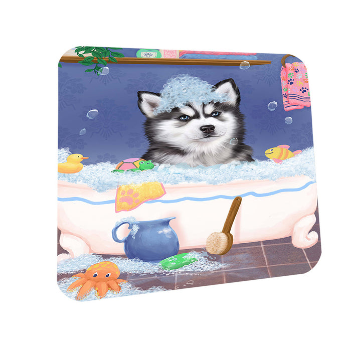 Rub A Dub Dog In A Tub Siberian Husky Dog Coasters Set of 4 CST57416