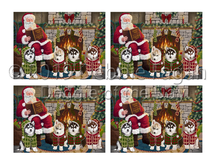 Christmas Cozy Holiday Fire Tails Siberian Husky Dogs Placemat