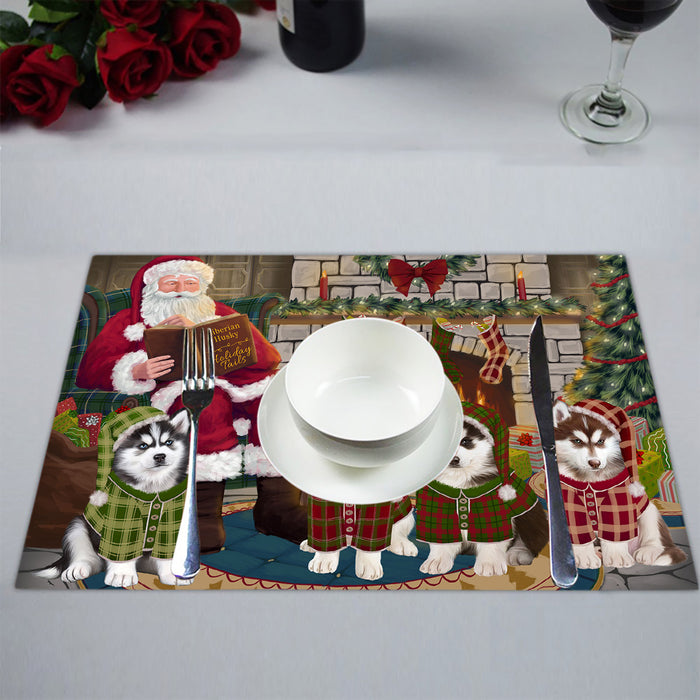 Christmas Cozy Holiday Fire Tails Siberian Husky Dogs Placemat