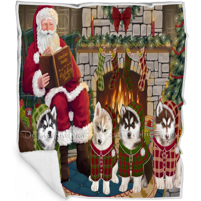 Christmas Cozy Holiday Tails Siberian Huskies Dog Blanket BLNKT117948