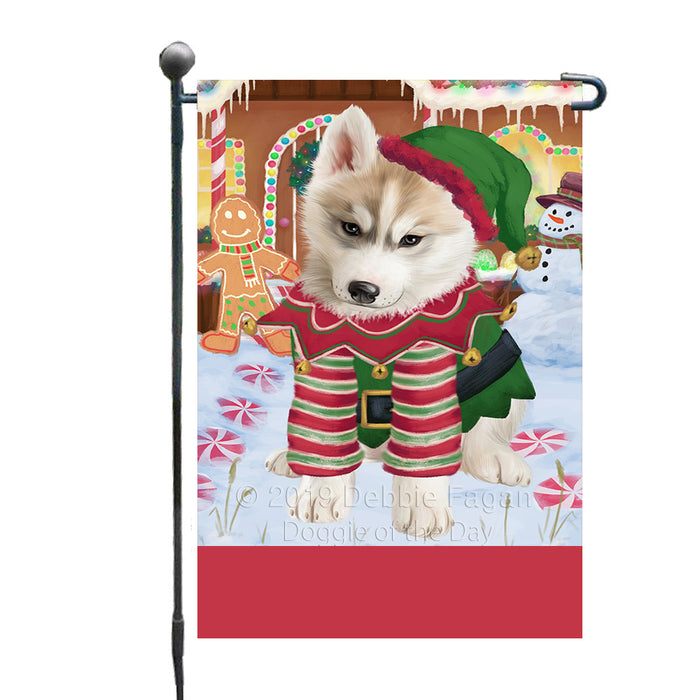 Personalized Gingerbread Candyfest Siberian Husky Dog Custom Garden Flag GFLG64190