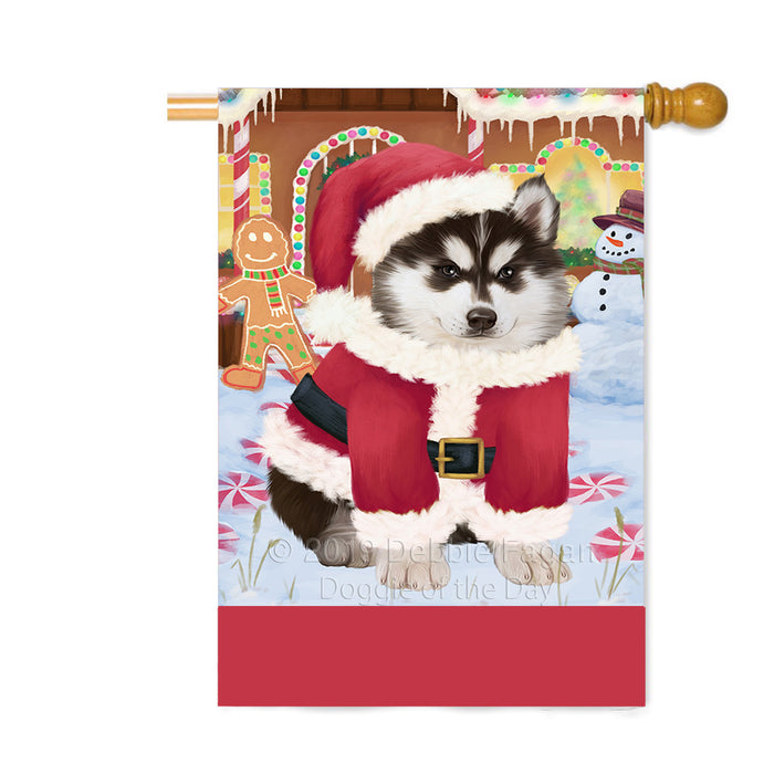Personalized Gingerbread Candyfest Siberian Husky Dog Custom House Flag FLG63975