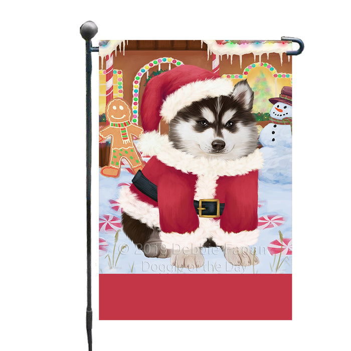 Personalized Gingerbread Candyfest Siberian Husky Dog Custom Garden Flag GFLG64192