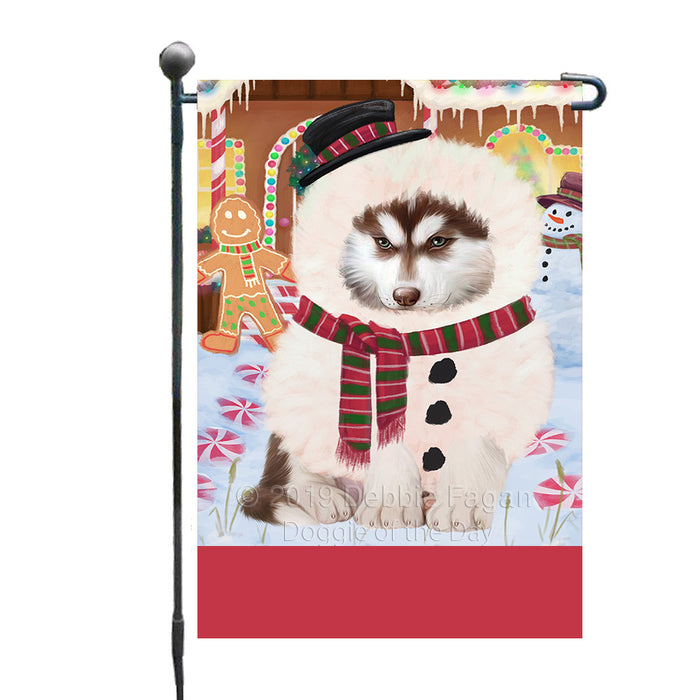 Personalized Gingerbread Candyfest Siberian Husky Dog Custom Garden Flag GFLG64193