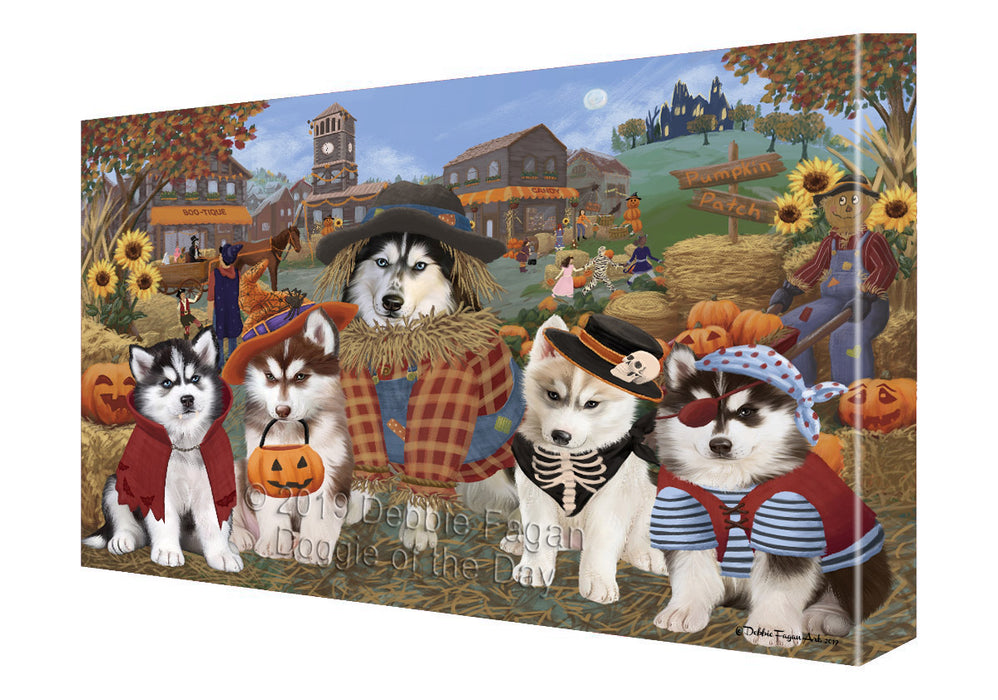 Halloween 'Round Town Siberian Husky Dogs Canvas Print Wall Art Décor CVS144026
