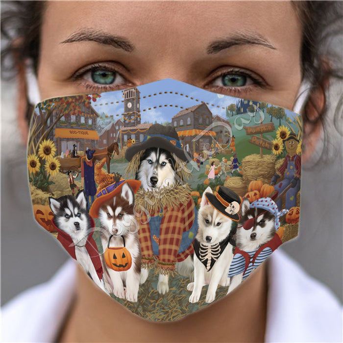 Halloween 'Round Town Siberian Husky Dogs Face Mask FM49994