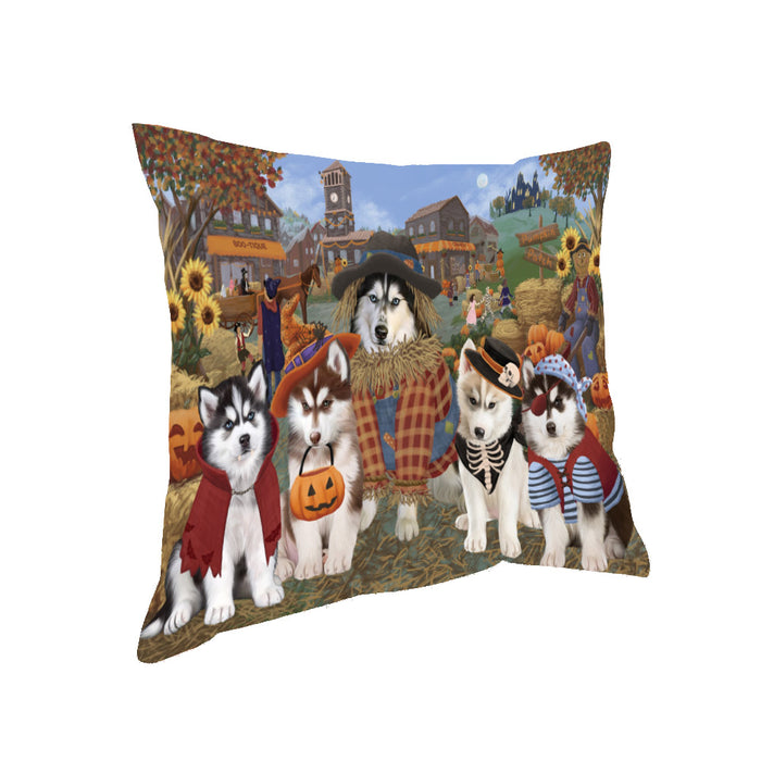 Halloween 'Round Town Siberian Husky Dogs Pillow PIL85180