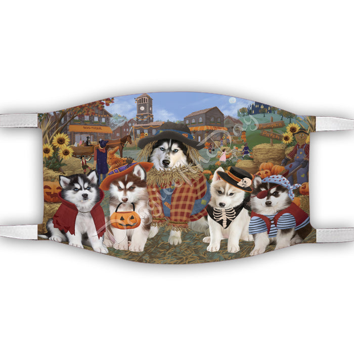 Halloween 'Round Town Siberian Husky Dogs Face Mask FM49994