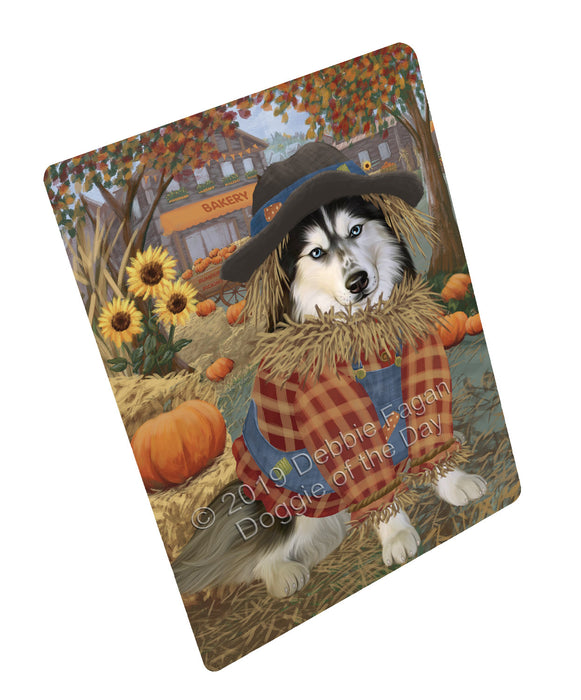 Fall Pumpkin Scarecrow Siberian Husky Dogs Cutting Board - For Kitchen - Scratch & Stain Resistant - Designed To Stay In Place - Easy To Clean By Hand - Perfect for Chopping Meats, Vegetables