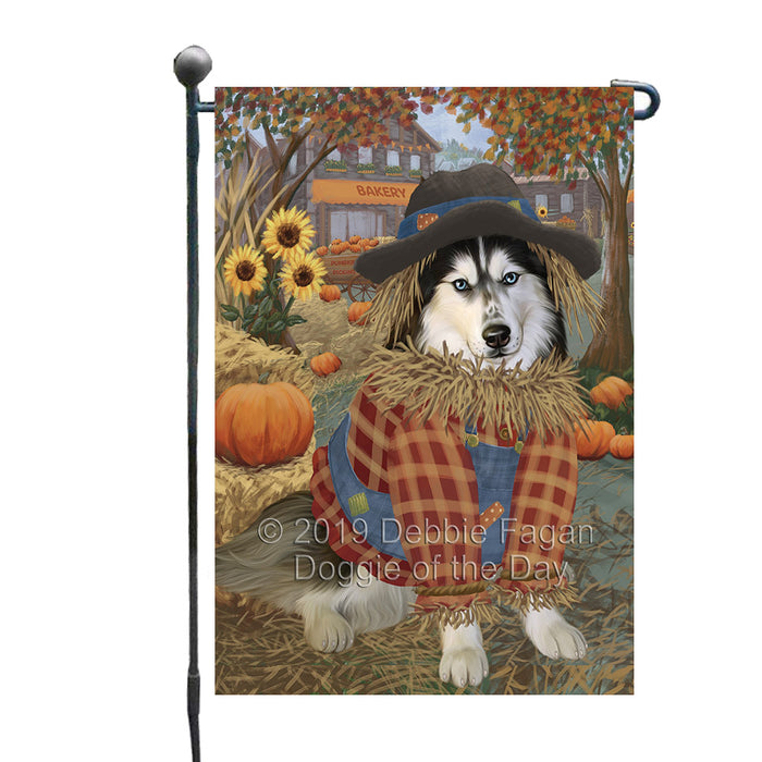 Fall Pumpkin Scarecrow Siberian Husky Dogs Garden Flag GFLG65812