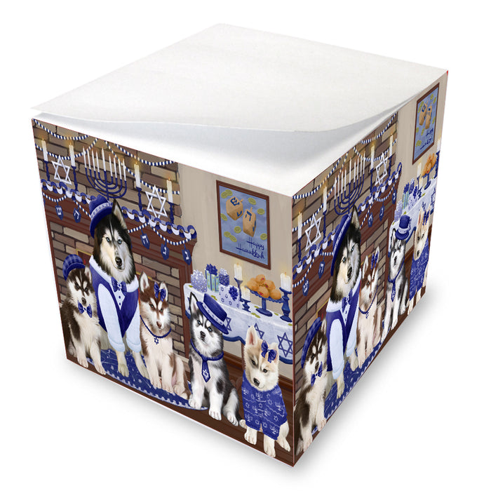 Happy Hanukkah Family Siberian Husky Dogs Note Cube NOC-DOTD-A56591