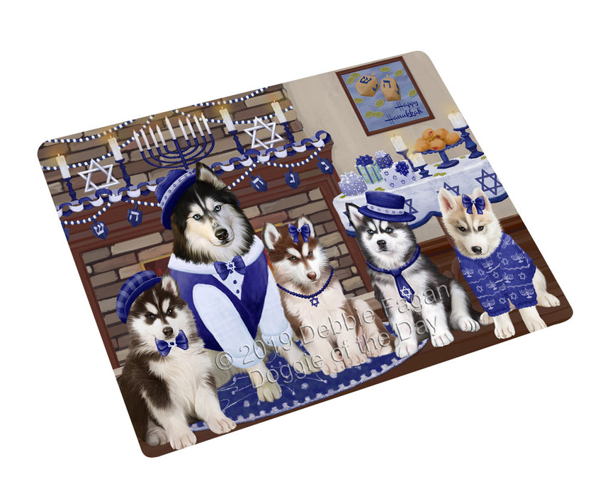 Happy Hanukkah Family Siberian Husky Dogs Cutting Board - For Kitchen - Scratch & Stain Resistant - Designed To Stay In Place - Easy To Clean By Hand - Perfect for Chopping Meats, Vegetables