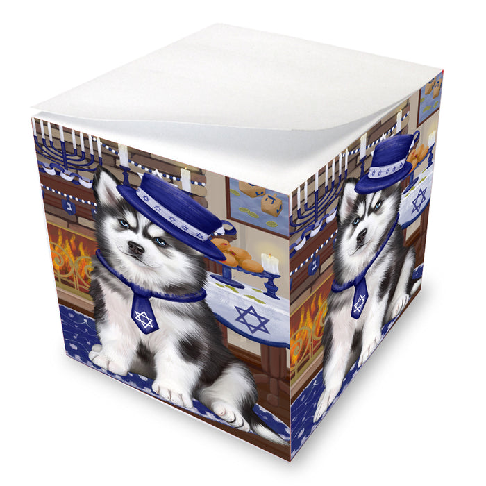 Happy Hanukkah Family Siberian Husky Dogs Note Cube NOC-DOTD-A57656
