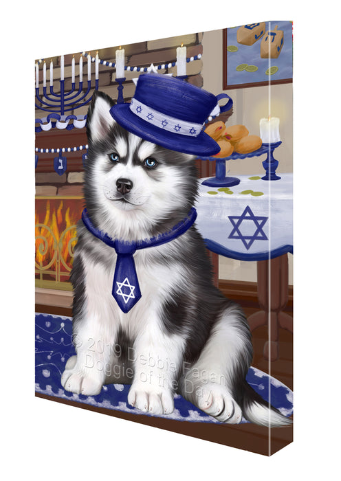 Happy Hanukkah Siberian Husky Dog Canvas Print Wall Art Décor CVS144845