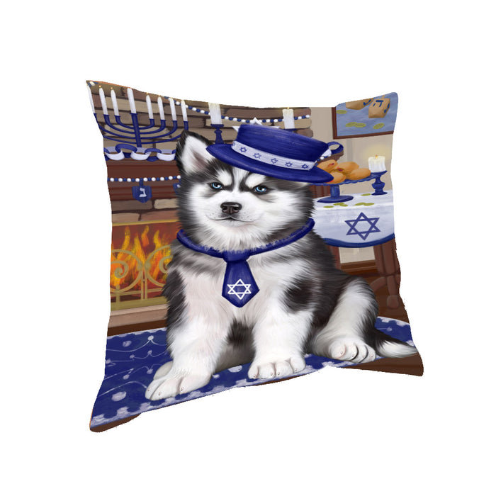 Happy Hanukkah Siberian Husky Dog Pillow PIL85544