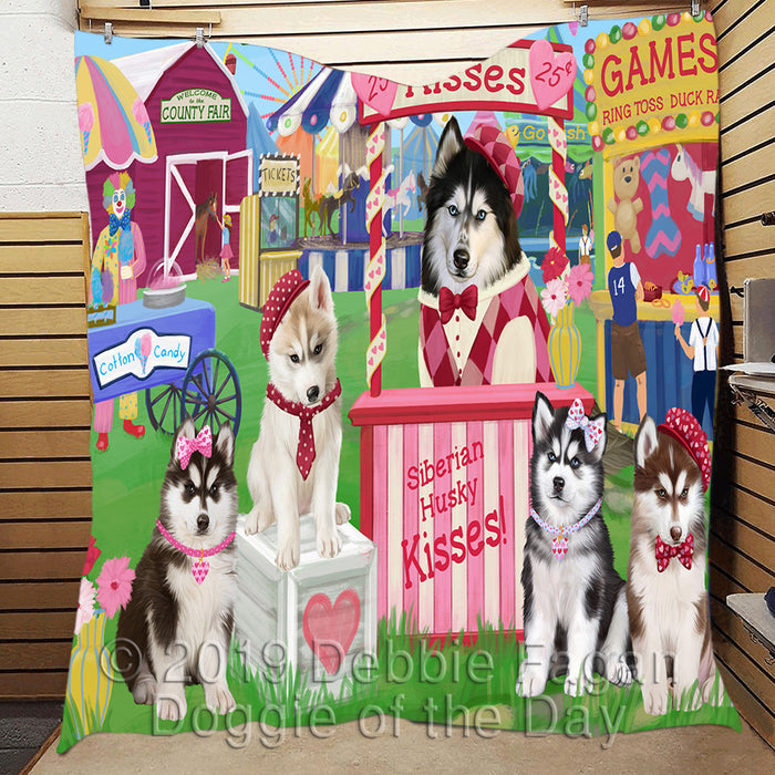 Carnival Kissing Booth Siberian Husky Dogs Quilt