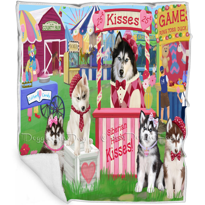 Carnival Kissing Booth Siberian Husky Dogs Blanket BLNKT123798