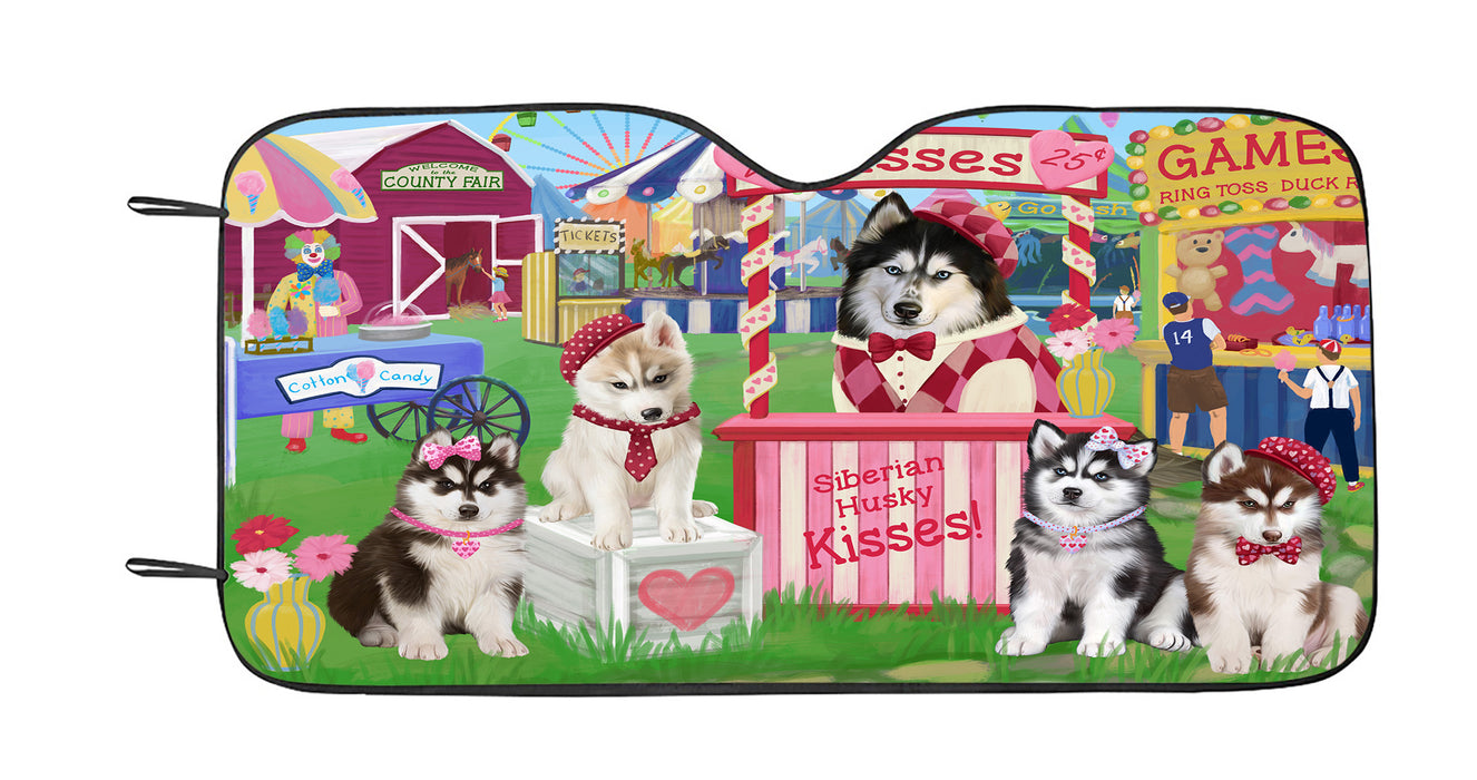Carnival Kissing Booth Siberian Husky Dogs Car Sun Shade