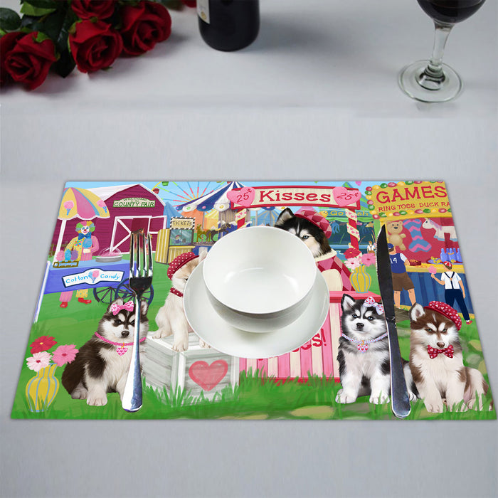 Carnival Kissing Booth Siberian Husky Dogs Placemat