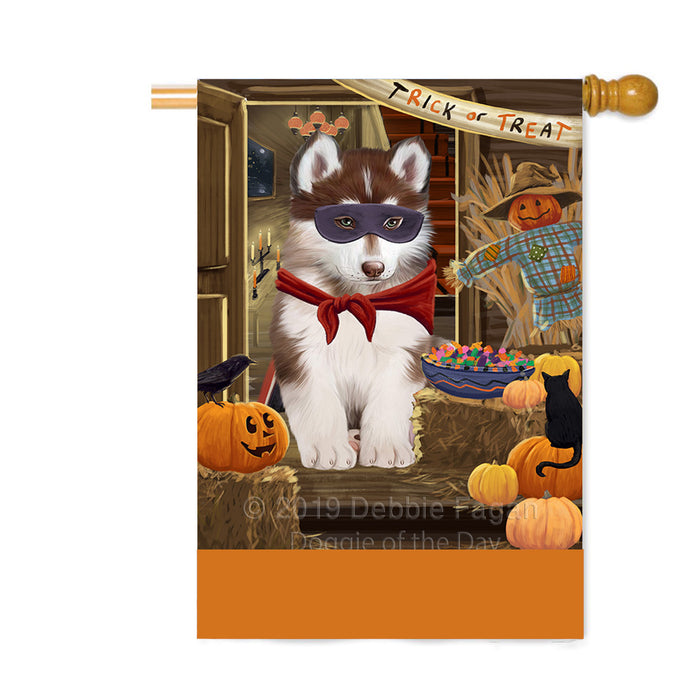 Personalized Enter at Own Risk Trick or Treat Halloween Siberian Husky Dog Custom House Flag FLG-DOTD-A59793
