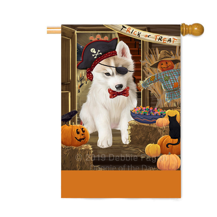 Personalized Enter at Own Risk Trick or Treat Halloween Siberian Husky Dog Custom House Flag FLG-DOTD-A59794