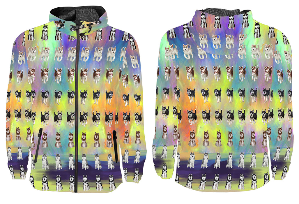 Paradise Wave Siberian Husky Dogs All Over Print Windbreaker for Men