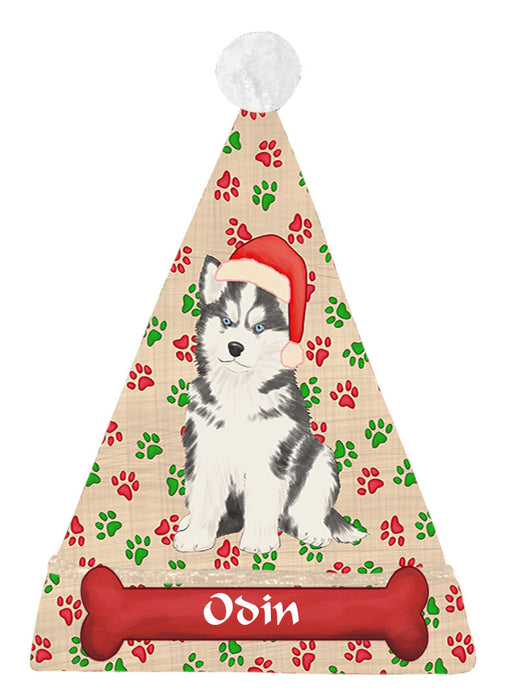Pet Name Personalized Christmas Paw Print Siberian Cats Santa Hat