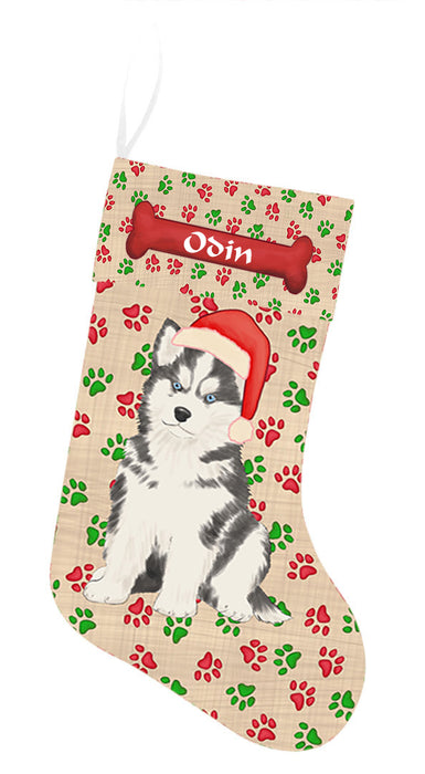 Pet Name Personalized Christmas Paw Print Siberian Cats Stocking