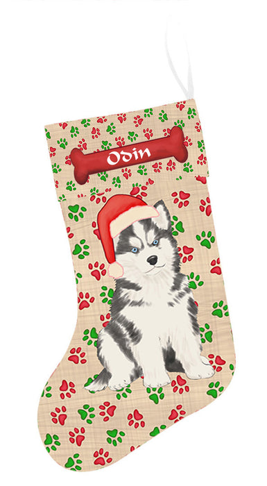 Pet Name Personalized Christmas Paw Print Siberian Cats Stocking