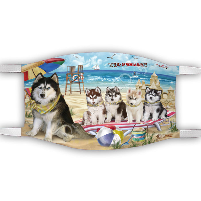 Pet Friendly Beach Siberian Husky Dogs Face Mask FM49142