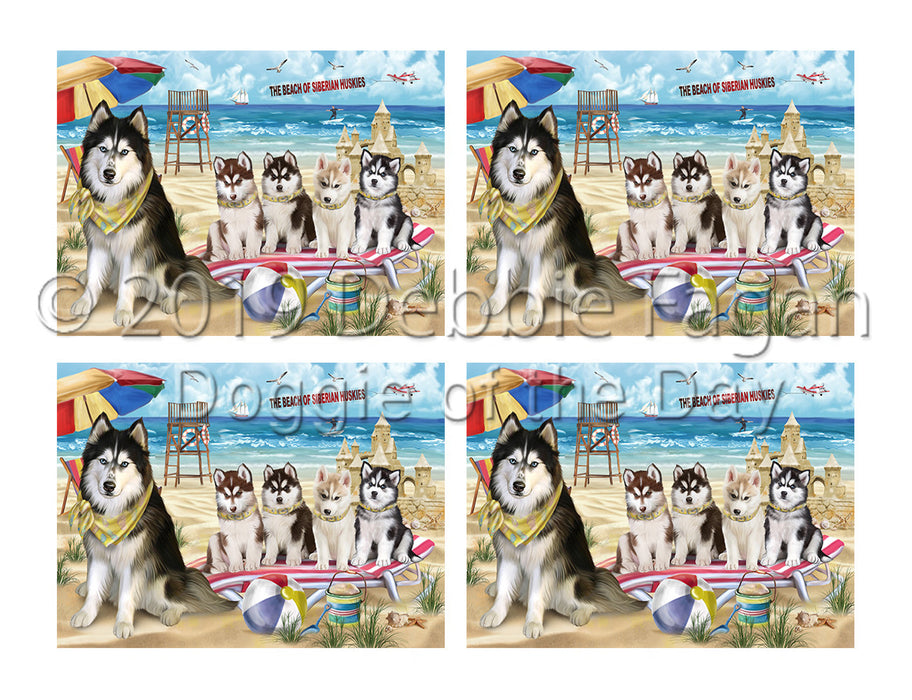 Pet Friendly Beach Siberian Husky Dogs Placemat