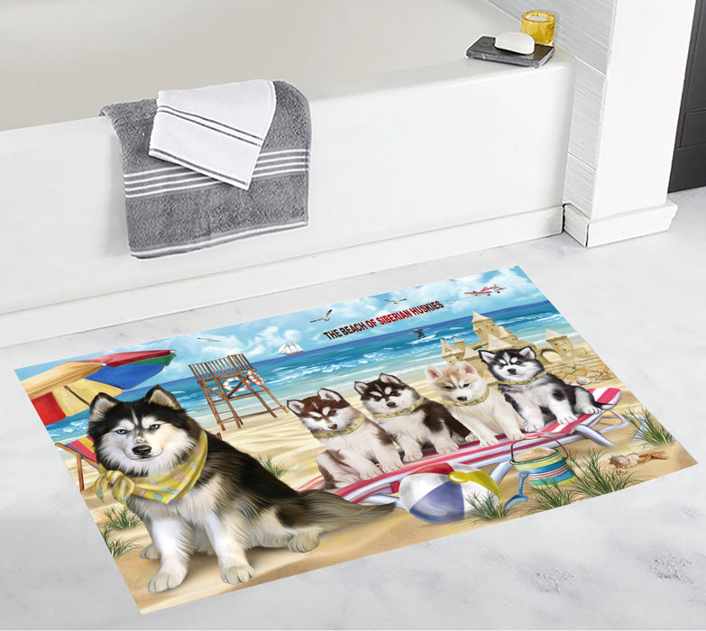 Pet Friendly Beach Siberian Husky Dogs Bath Mat
