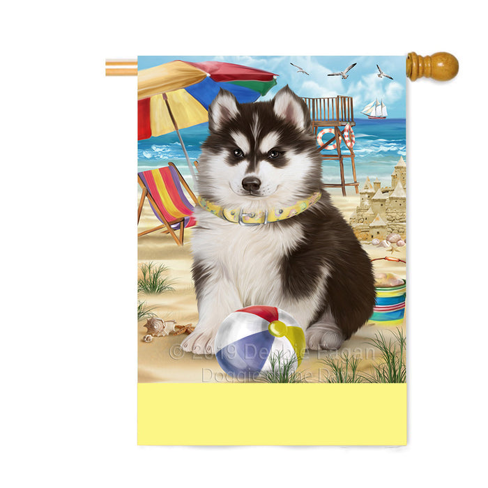 Personalized Pet Friendly Beach Siberian Husky Dog Custom House Flag FLG-DOTD-A58249