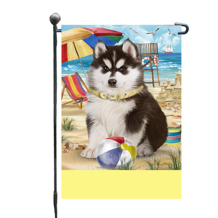 Personalized Pet Friendly Beach Siberian Husky Dog Custom Garden Flags GFLG-DOTD-A58193