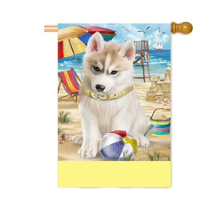 Personalized Pet Friendly Beach Siberian Husky Dog Custom House Flag FLG-DOTD-A58250