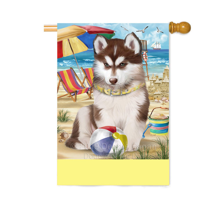 Personalized Pet Friendly Beach Siberian Husky Dog Custom House Flag FLG-DOTD-A58251