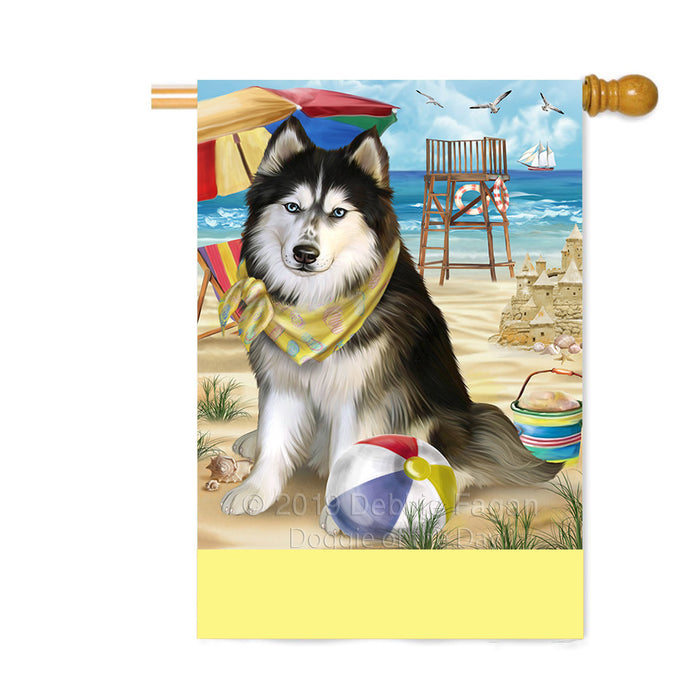 Personalized Pet Friendly Beach Siberian Husky Dog Custom House Flag FLG-DOTD-A58252