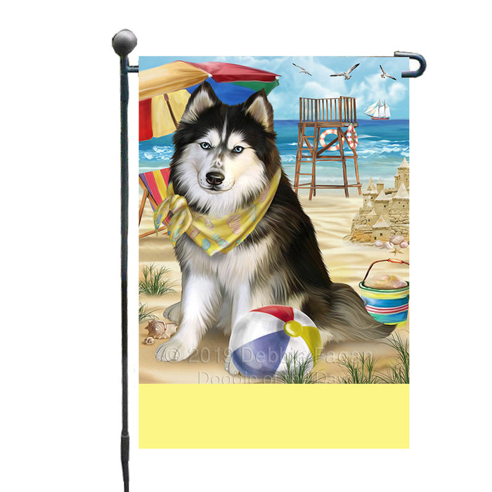 Personalized Pet Friendly Beach Siberian Husky Dog Custom Garden Flags GFLG-DOTD-A58196