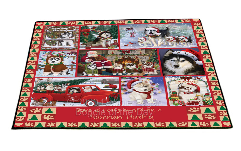 Love is Being Owned Christmas Siberian Husky Dogs Floormat FLMS54955