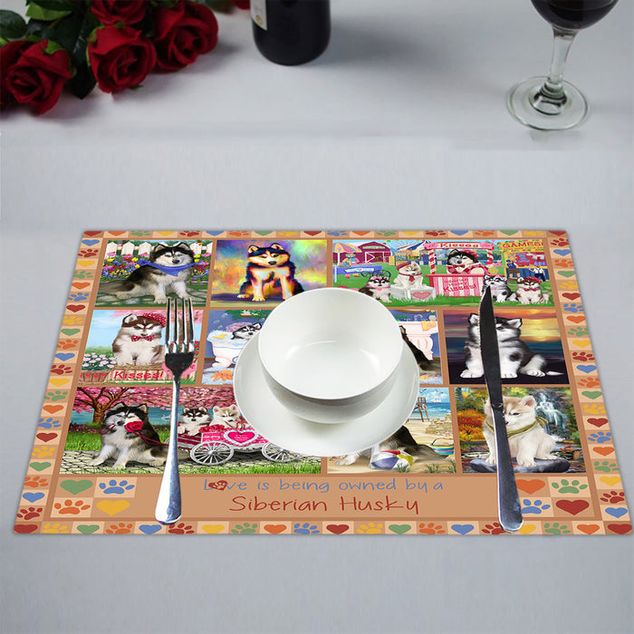 Love is Being Owned Siberian Husky Dog Beige Placemat