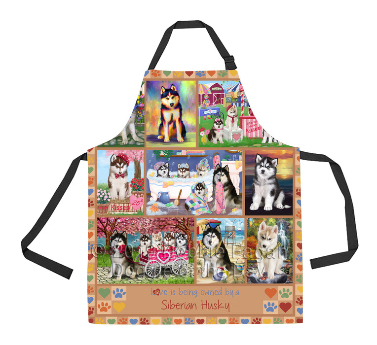 Love is Being Owned Siberian Husky Dog Beige Apron