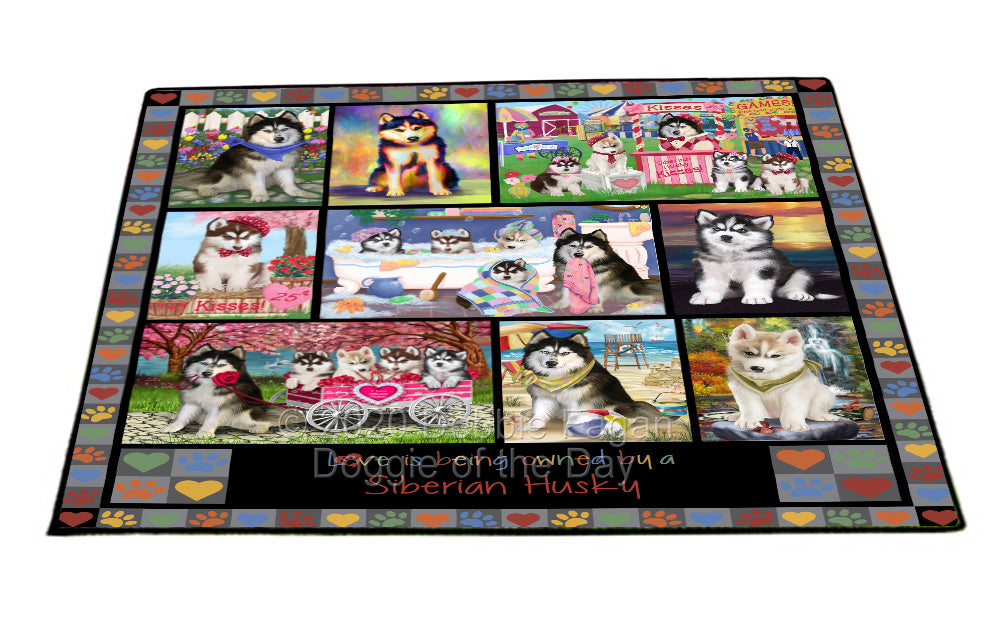 Love is Being Owned Siberian Husky Dog Grey Floormat FLMS55411