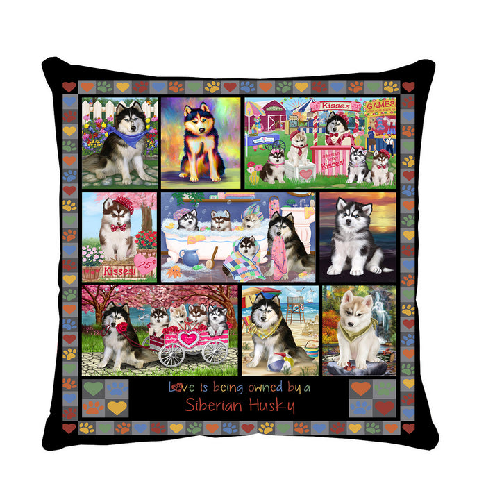 Love is Being Owned Siberian Husky Dog Grey Pillow PIL85048